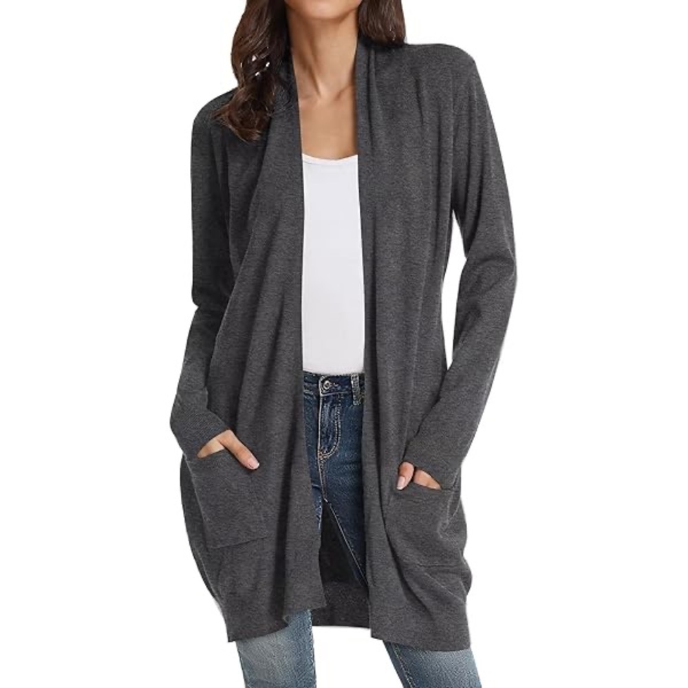 Philosophy Charcoal Gray Open-Front Cardigan Size Small Cashmere Blend